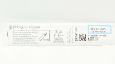 BD 405180 Spinal Ndle Quincke Type Point 25GA x 3.50 inch (x)